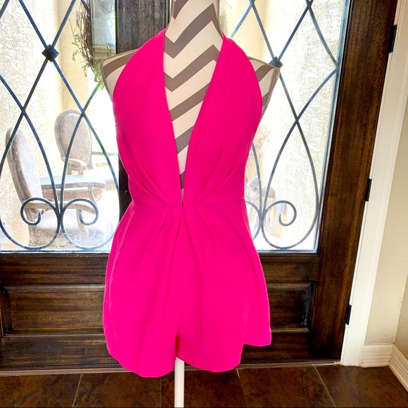 L’atiste by Amy Other - Deep V hot pink romper